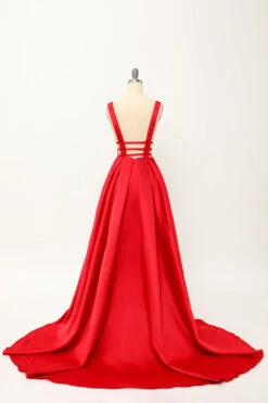 Blush Satin Long Prom Dress -Zapaka Sales Store 04010248Red 3