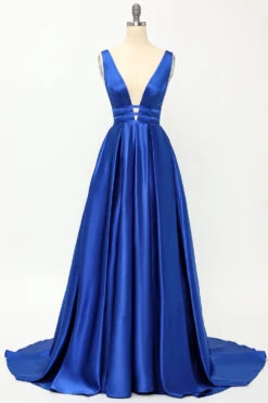 Blush Satin Long Prom Dress -Zapaka Sales Store 04010248RoyalBlue 1