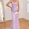 Light Purple Mermaid Long Prom Dress With Appliques