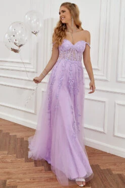 A Line Off The Shoulder Hot Pink Long Prom Dress With Appliques -Zapaka Sales Store 04032609 Purple 1 first f478629e 51e6 4e2a a3df 653211fc0eae