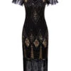 Black Flapper 1920s Sequins Dress