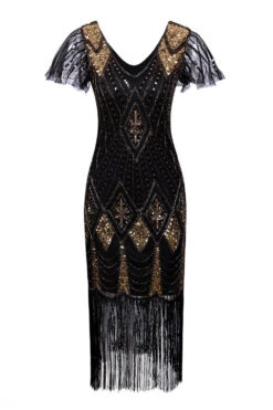 Black Flapper 1920s Sequins Dress