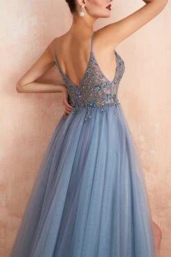 V-neck Slit Tulle Dress -Zapaka Sales Store 07g