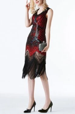 Red Glitter Fringe 1920s Flapper Dress -Zapaka Sales Store 10454149763 247752188