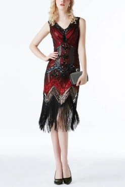 Red Glitter Fringe 1920s Flapper Dress -Zapaka Sales Store 10480103657 247752188