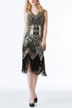 Black Glitter Fringe 1920s Flapper Dress -Zapaka Sales Store 10480118703 247752188