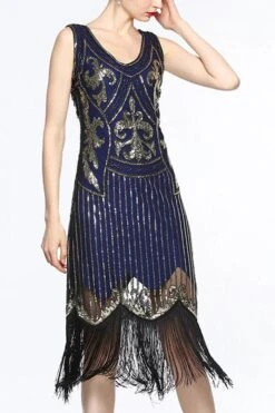 Women Navy V Neck 1920s Fringe Sequin Flapper Dress 5 Women Navy V Neck 1920s Fringe Sequin Flapper Dress -Zapaka Sales Store 11024360831 247752188