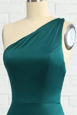 Mermaid One Shoulder Dark Green Long Bridesmaid Dress -Zapaka Sales Store 1124