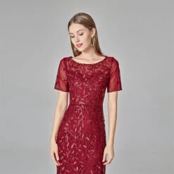 Mermaid Short Sleeves Red Prom Dress -Zapaka Sales Store 12447871501 1969312330