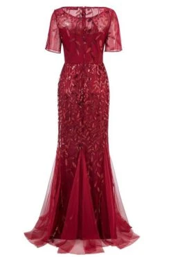 Mermaid Short Sleeves Red Prom Dress -Zapaka Sales Store 12447898217 1969312330