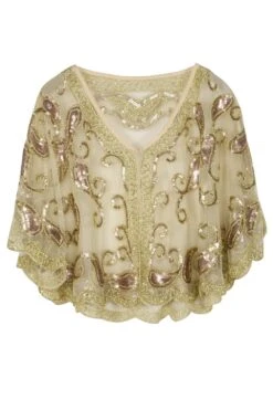 1920s Ivory Glitter Sequins Cape