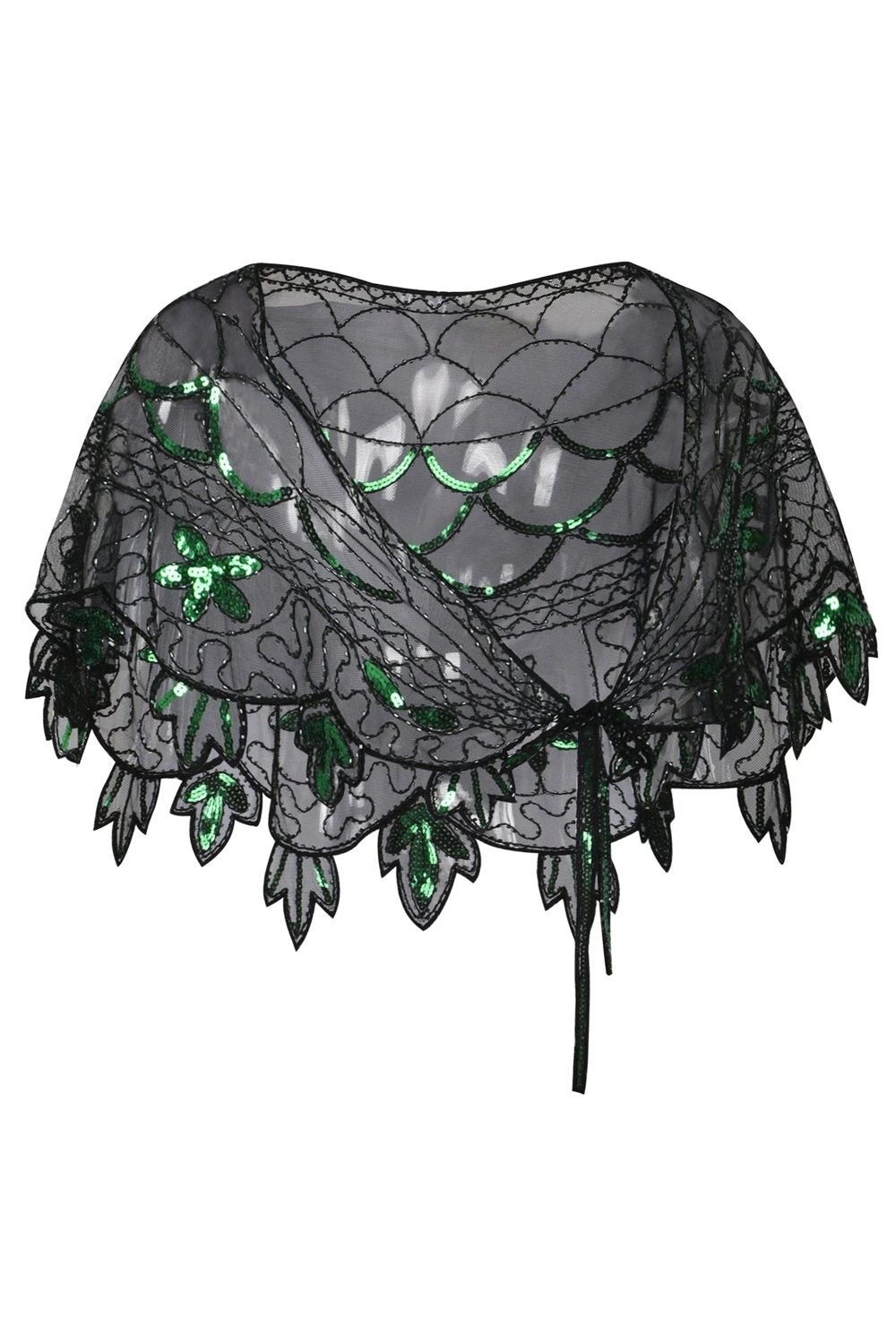1920s Green Flower Sequin Women Cape 4 1920s Green Flower Sequin Women Cape - Image 4