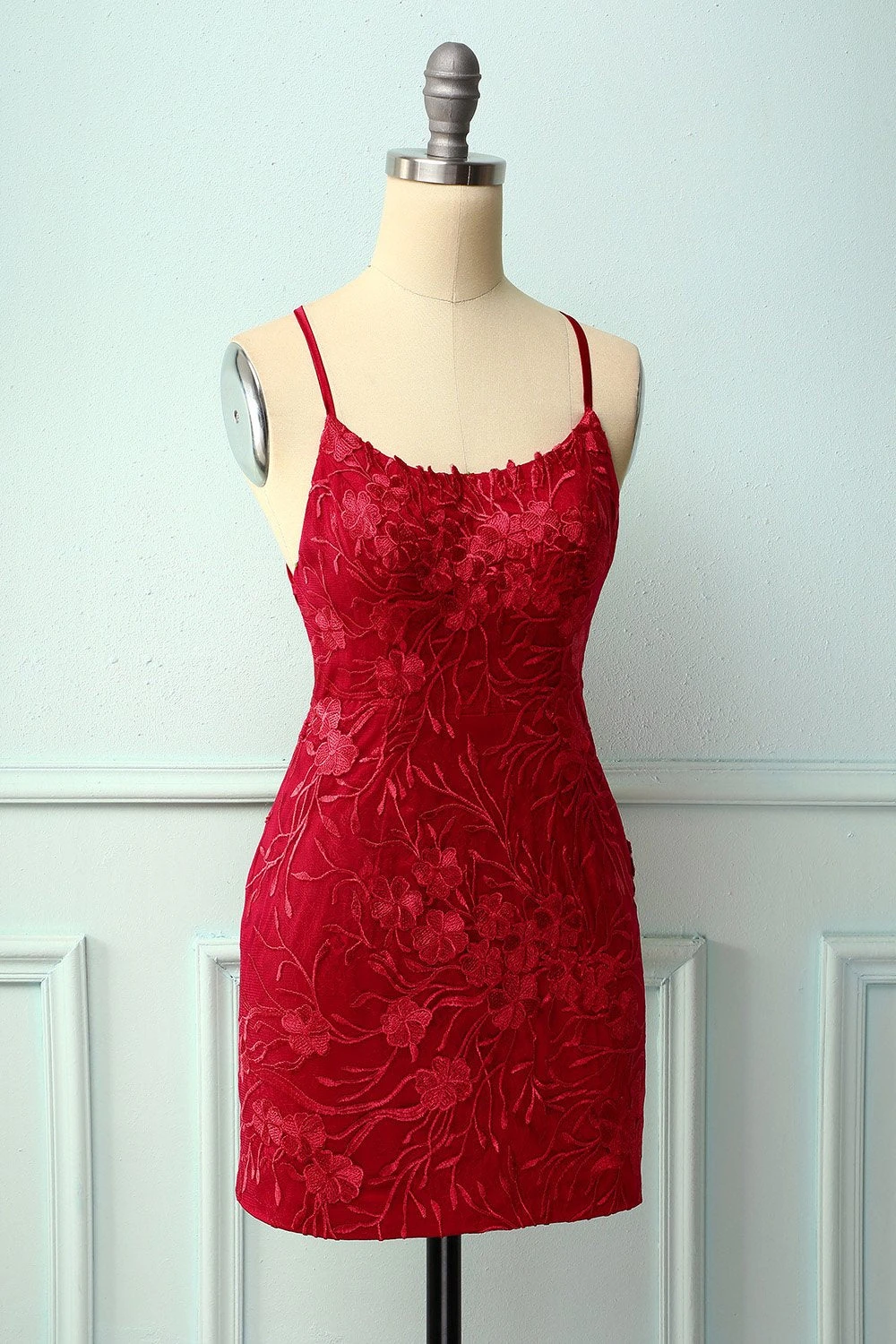 Spaghetti Straps Red Bodycon Dress 7 Spaghetti Straps Red Bodycon Dress - Image 7