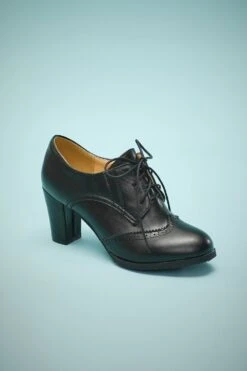 Black Leather Chunky Heels -Zapaka Sales Store 19110806620