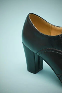 Black Leather Chunky Heels -Zapaka Sales Store 19110806621