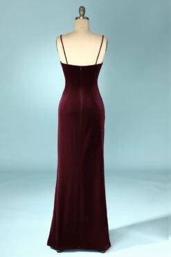 Burgundy Velvet Evening Prom Dress -Zapaka Sales Store 19111608011 1