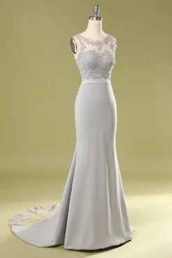 Grey Appliques Bridesmaid Dress -Zapaka Sales Store 19120501024