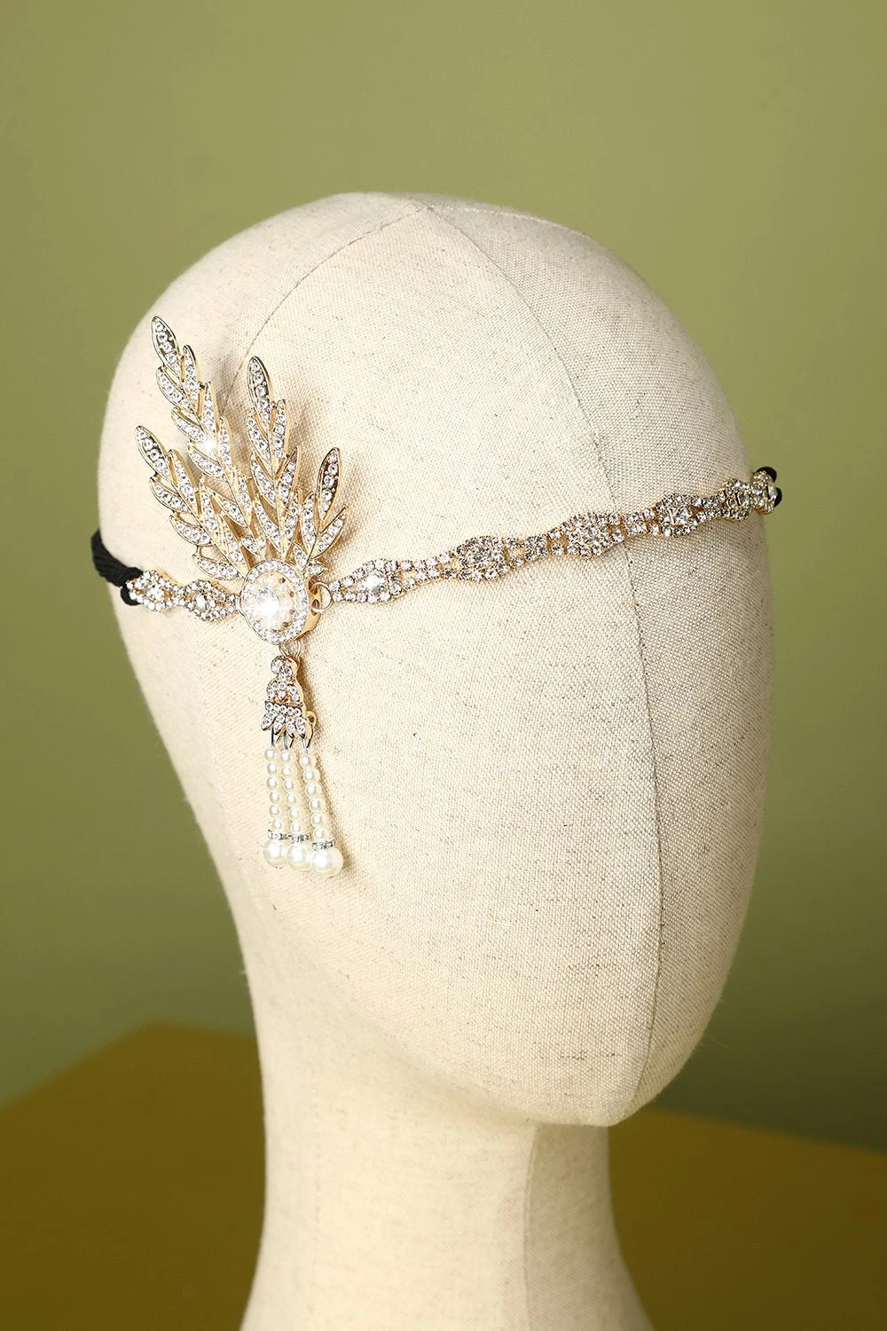 White Beaded 1920s Flapper Headband 2 White Beaded 1920s Flapper Headband - Image 2