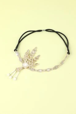 White Beaded 1920s Flapper Headband 9 White Beaded 1920s Flapper Headband -Zapaka Sales Store 19123103979