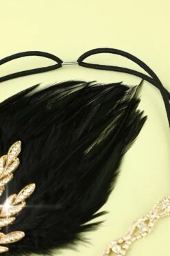 Black Beaded Feather 1920s Flapper Headband 11 Black Beaded Feather 1920s Flapper Headband -Zapaka Sales Store 19123103987