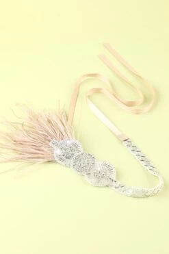 1920s Feather Beaded Flapper Headband -Zapaka Sales Store 19123104003
