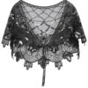1920s Black Flower Sequin Women Cape