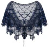 1920s Blue Flower Sequin Women Cape