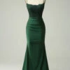 Mermaid Halter Dark Green Long Prom Dress With Appliques Beading
