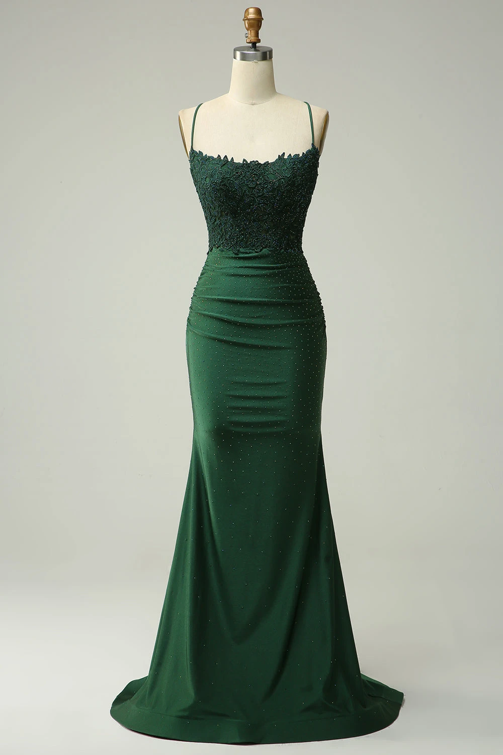 Mermaid Halter Dark Green Long Prom Dress With Appliques Beading 1 Mermaid Halter Dark Green Long Prom Dress With Appliques Beading