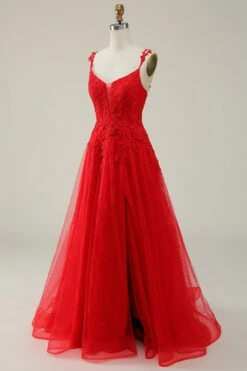 A Line Spaghetti Straps Red Long Prom Dress With Appliques -Zapaka Sales Store 1 20 2 d2b21759 2bd6 4ec9 a623 5a4c6b82951d