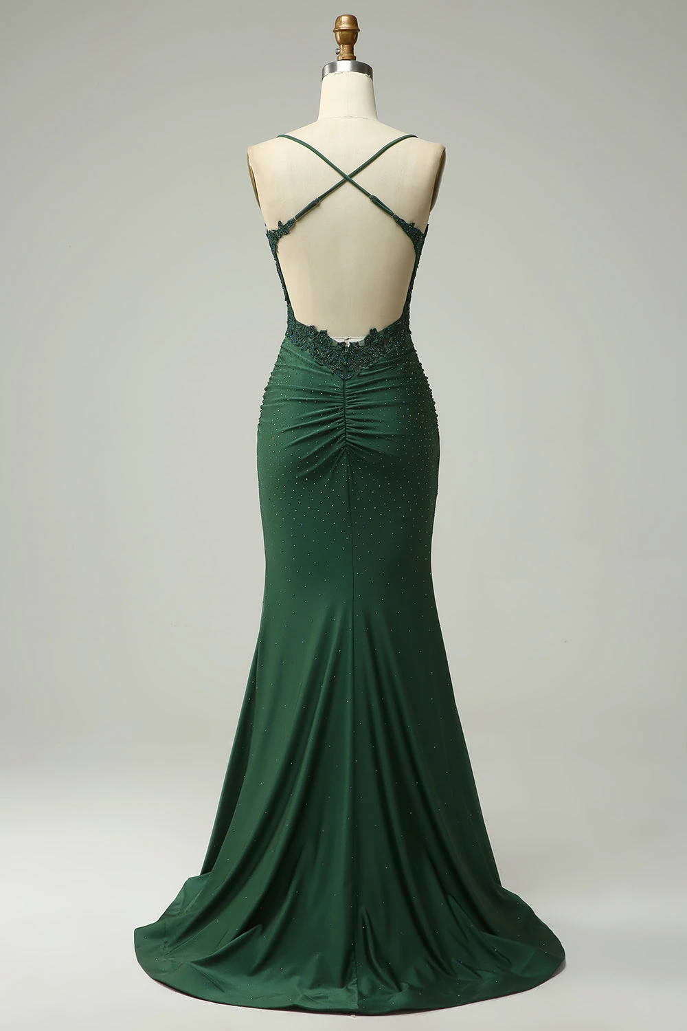 Mermaid Halter Dark Green Long Prom Dress With Appliques Beading 2 Mermaid Halter Dark Green Long Prom Dress With Appliques Beading - Image 2