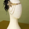 1920s Black Feather Beaded Headband