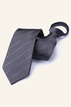 Dark Grey Striped Men's Tie For Party -Zapaka Sales Store 2023022015341463f322762ec37