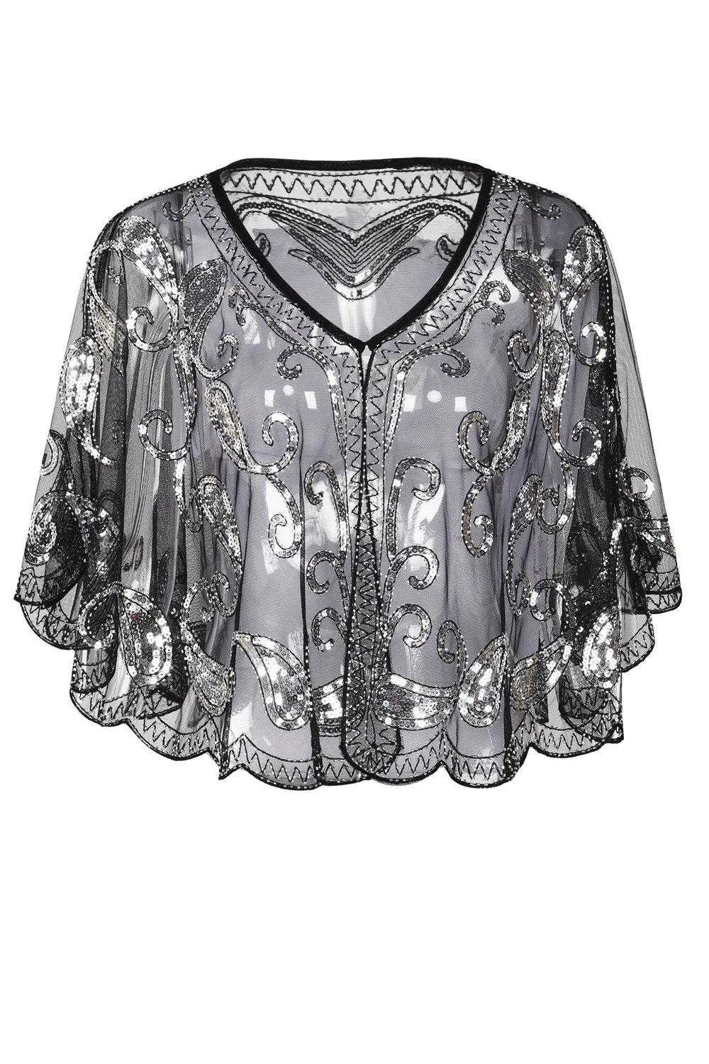 1920s Black Glitter Sequins Cape 7 1920s Black Glitter Sequins Cape - Image 7