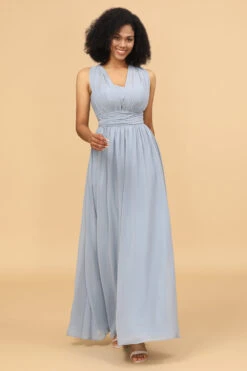 Grey Blue Convertible Long Chiffon Bridesmaid Dress -Zapaka Sales Store 28009006 20 3