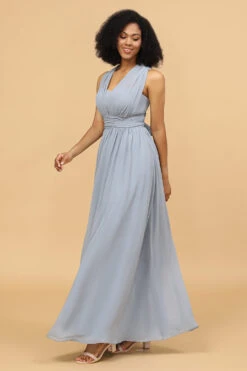 Grey Blue Convertible Long Chiffon Bridesmaid Dress -Zapaka Sales Store 28009006 20 5