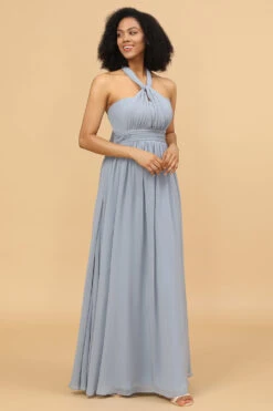 Grey Blue Convertible Long Chiffon Bridesmaid Dress -Zapaka Sales Store 28009006 20 7