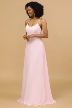Spaghetti Straps Chiffon Pink Bridesmaid Dress -Zapaka Sales Store 28009011 20 2