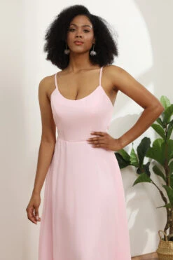 Spaghetti Straps Chiffon Pink Bridesmaid Dress -Zapaka Sales Store 28009011 20 7