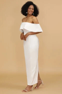 White Off The Shoulder Satin Bridesmaid Dress -Zapaka Sales Store 28009015 20 3