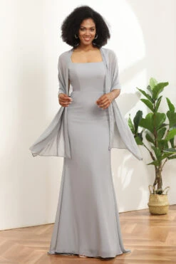 Grey Square Neck Mermaid Bridesmaid Dress -Zapaka Sales Store 28009020 20 16
