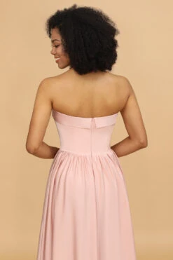 A Line Strapless Blush Satin Long Bridesmaid Dress -Zapaka Sales Store 28009026 20 12