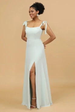 Mint Chiffon Bridesmaid Dress With Slit -Zapaka Sales Store 28009034 Mint 4