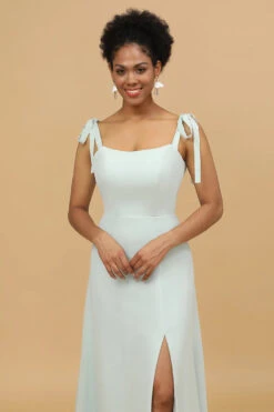 Mint Chiffon Bridesmaid Dress With Slit -Zapaka Sales Store 28009034 Mint 5