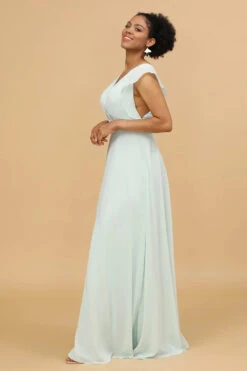 Mint Chiffon V-Neck Bridesmaid Dress -Zapaka Sales Store 28009036 Mint 4