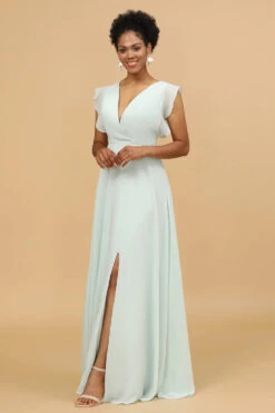 Mint Chiffon V-Neck Bridesmaid Dress -Zapaka Sales Store 28009036 Mint 5