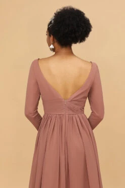 Blush V-Neck Long Sleeves Bridesmaid Dress -Zapaka Sales Store 28009042 Blush 6