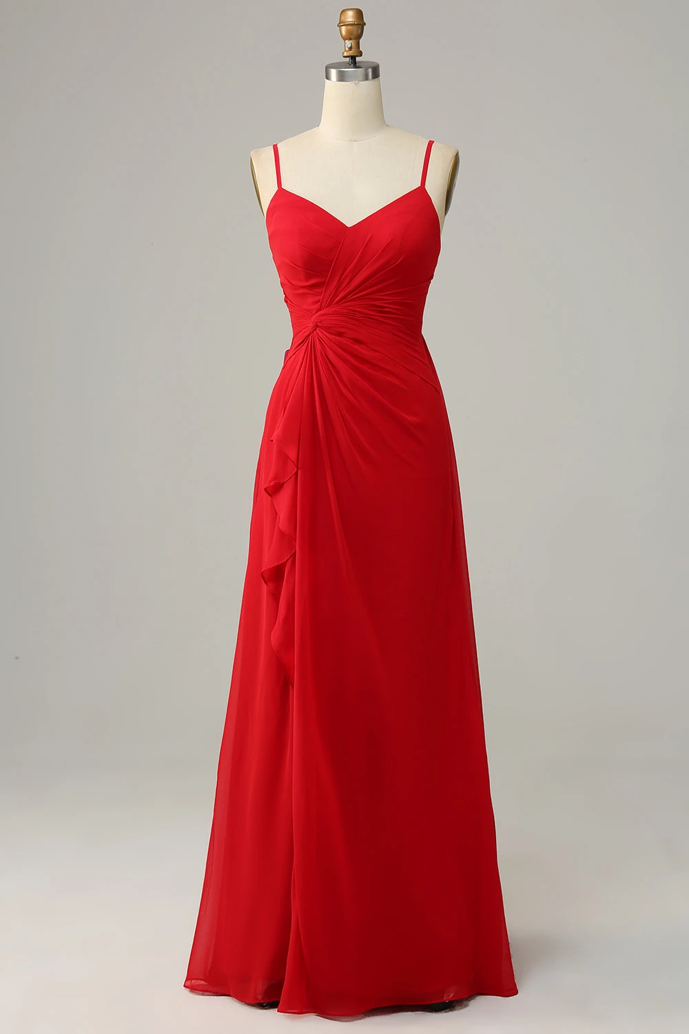 Red Spaghetti Straps A Line Bridesmaid Dress 1 Red Spaghetti Straps A Line Bridesmaid Dress