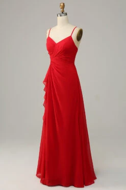 Red Spaghetti Straps A Line Bridesmaid Dress 8 Red Spaghetti Straps A Line Bridesmaid Dress -Zapaka Sales Store 347817 Red 2