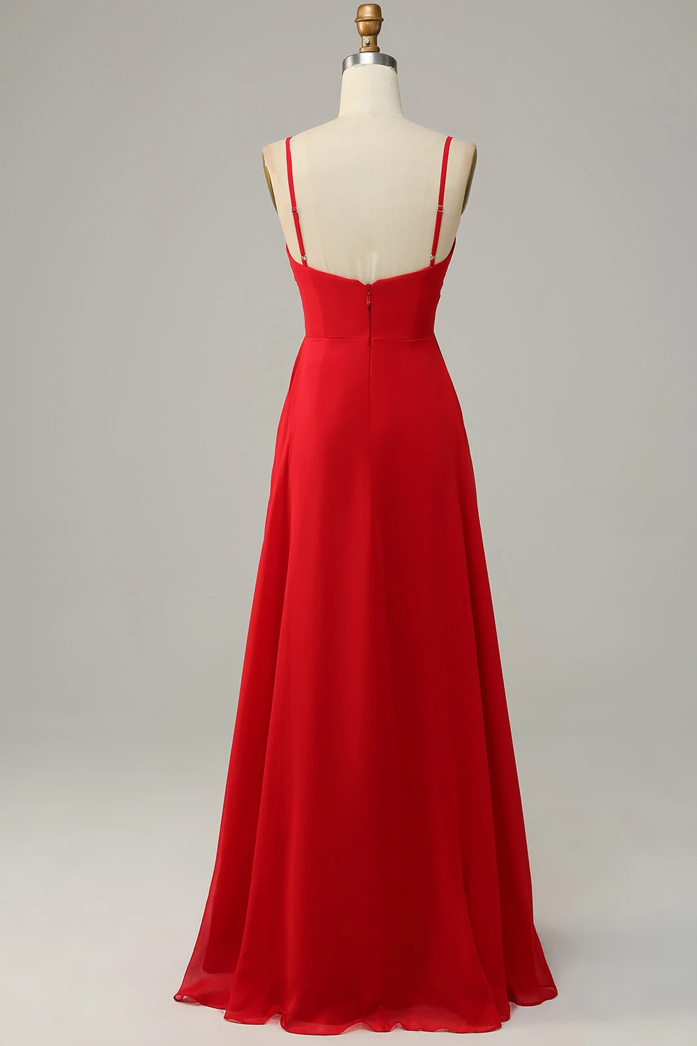 Red Spaghetti Straps A Line Bridesmaid Dress 2 Red Spaghetti Straps A Line Bridesmaid Dress - Image 2